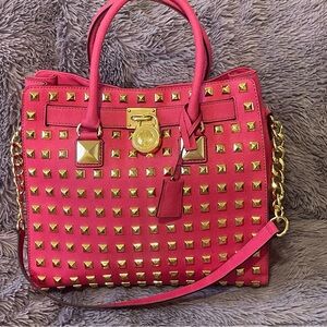Pink Michael Kors pyramid stud purse